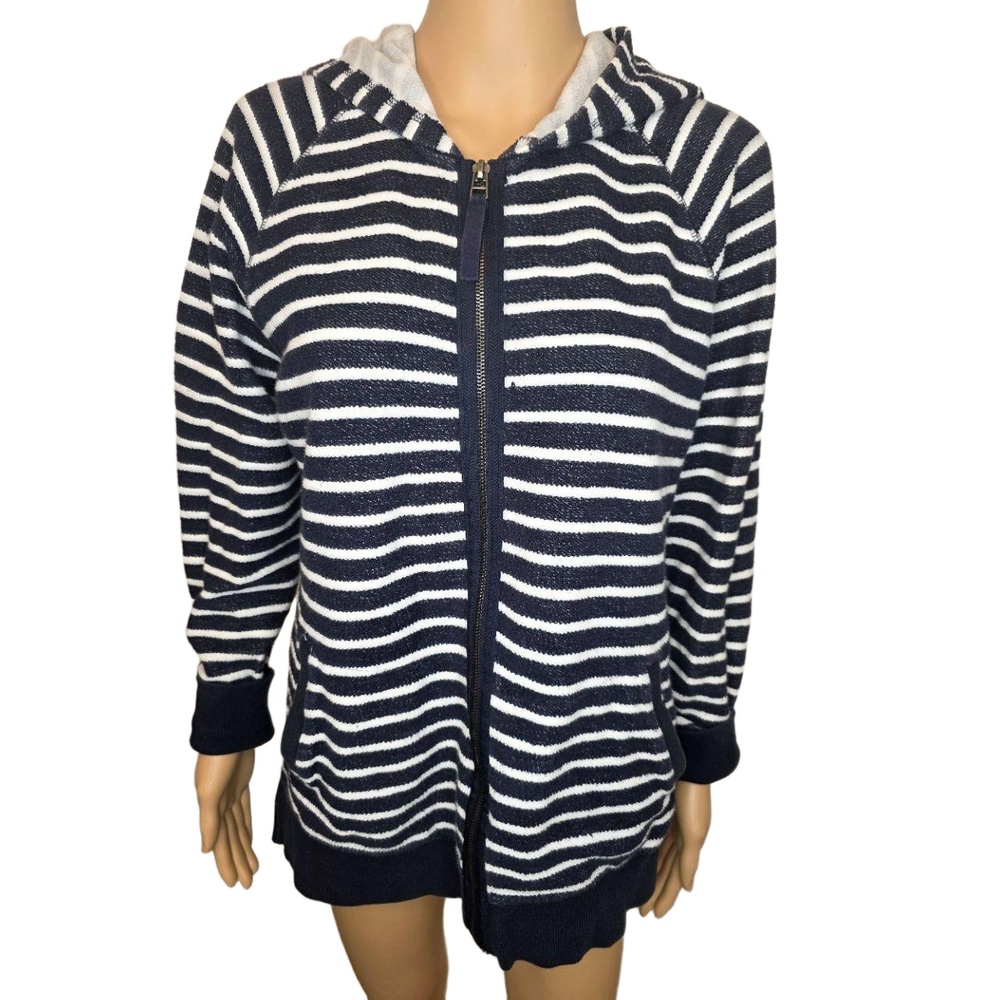 Andrea Jovine Striped Zipper Closure Hood‎ Unisex Hoodie Extra Large